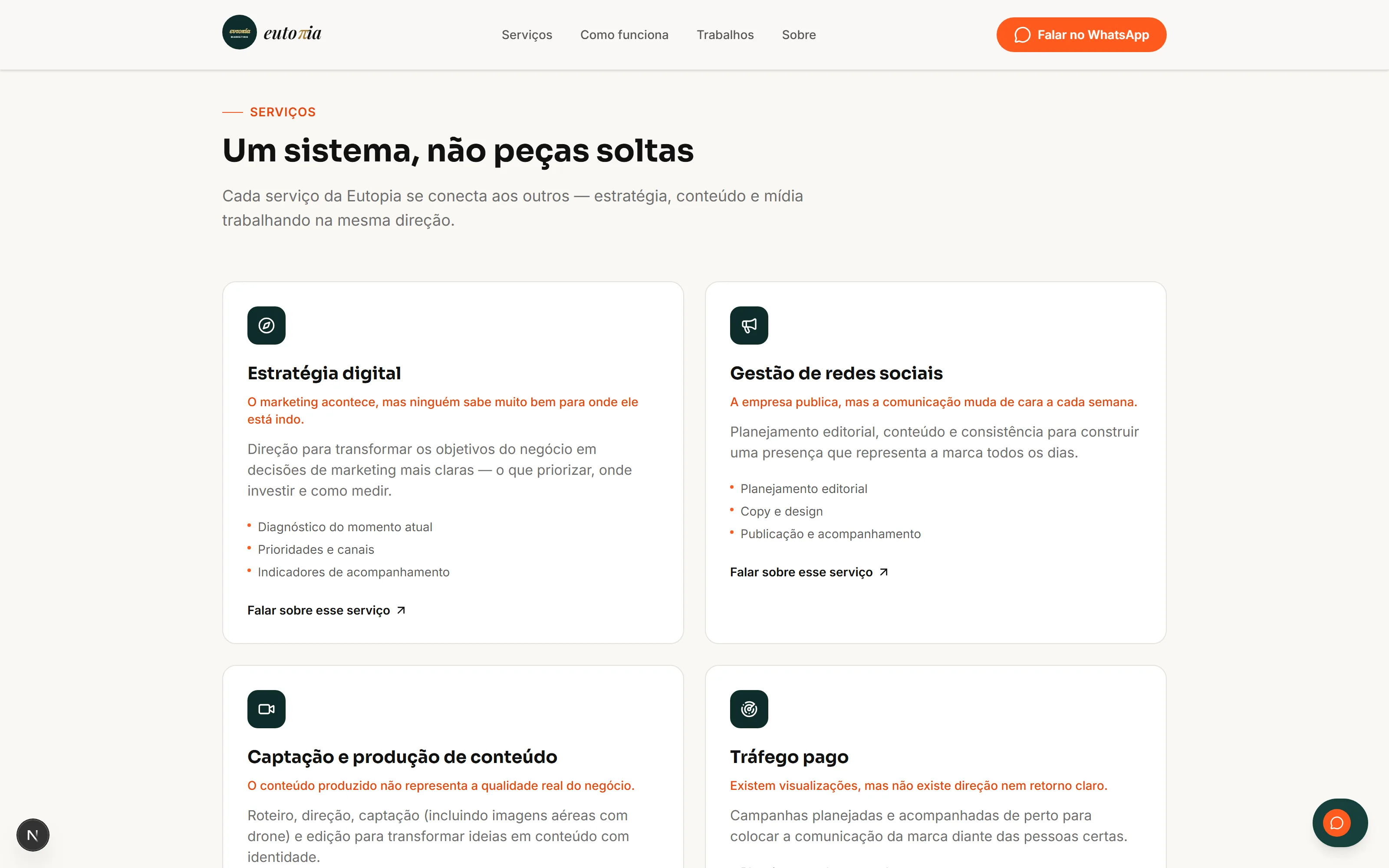 Catálogo de serviços da Eutopia Marketing
